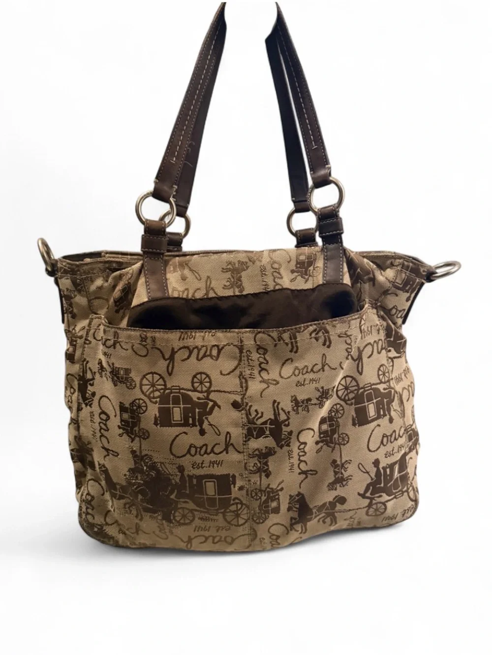 Vintage Coach Chelsea Horse & Carriage Turn-Lock Satchel Tote Bag